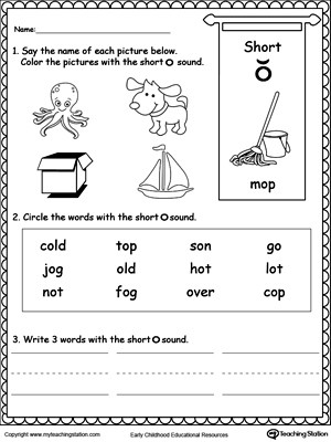 Short Vowel Worksheets 1st Grade Short O sound Worksheet