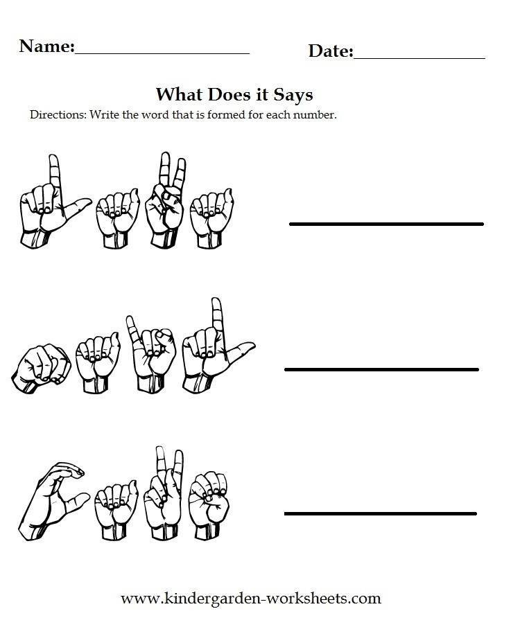 Sign Language Printable Worksheets 95 Printable Worksheets for Kindergarten Language