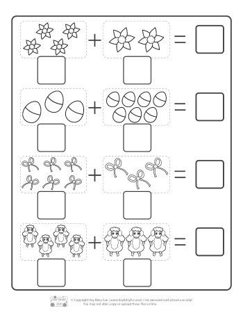 Simple Addition Worksheets for Kindergarten Easter Kindergarten Addition Worksheets Itsy Bitsy Fun