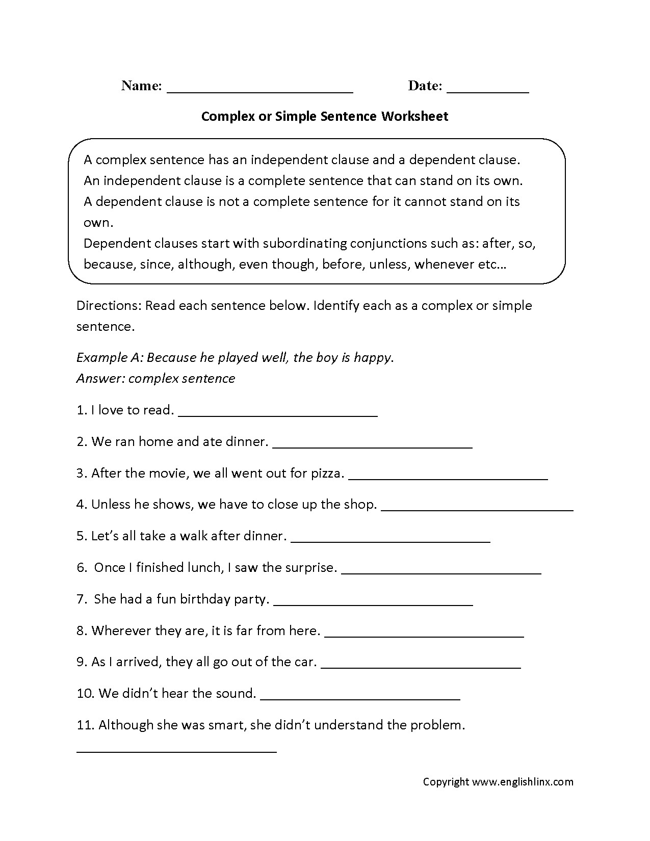 Simple Sentences Worksheet 3rd Grade Simple Pound Plex Sentences Worksheet
