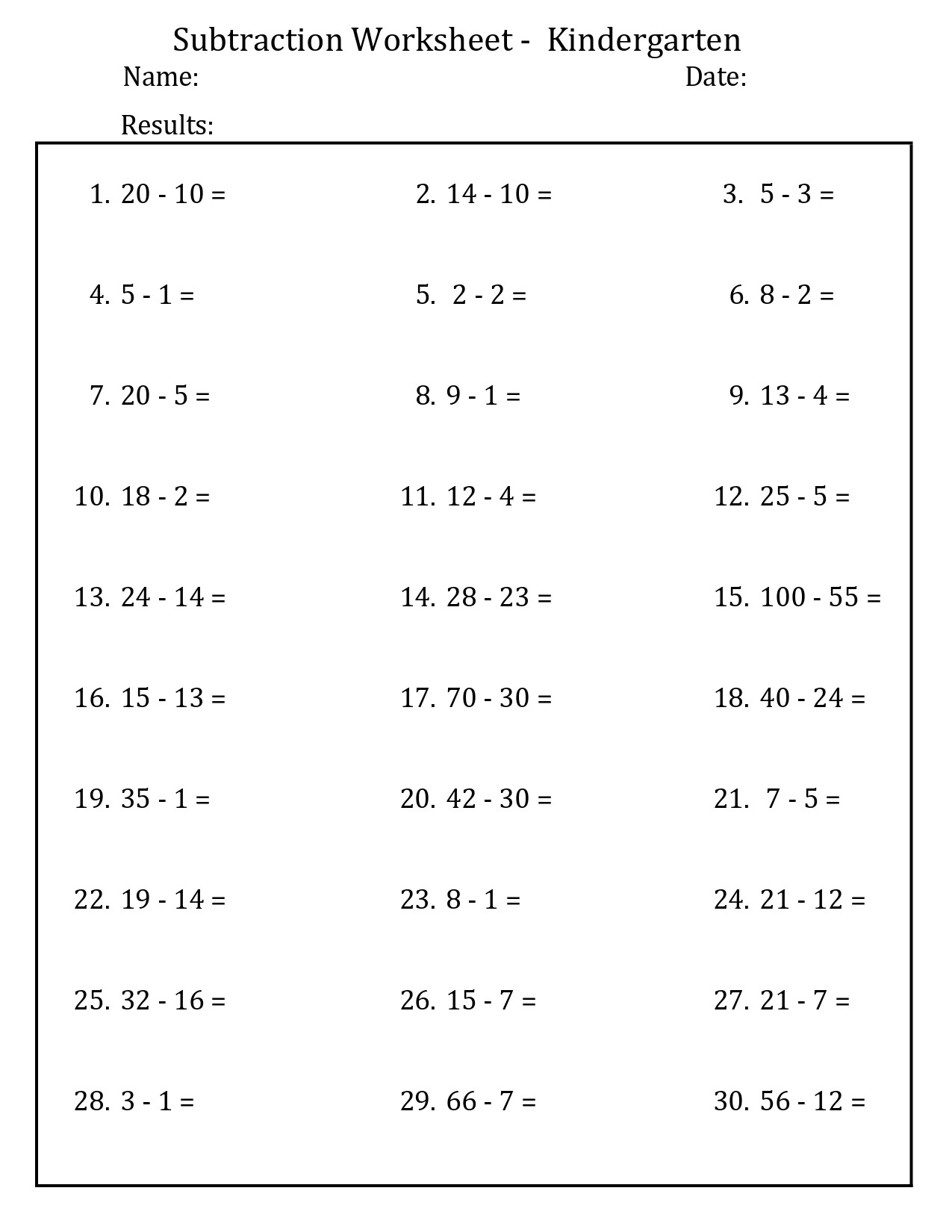 Simple Subtraction Worksheets for Kindergarten Printable Subtraction Worksheets for Kindergarteners