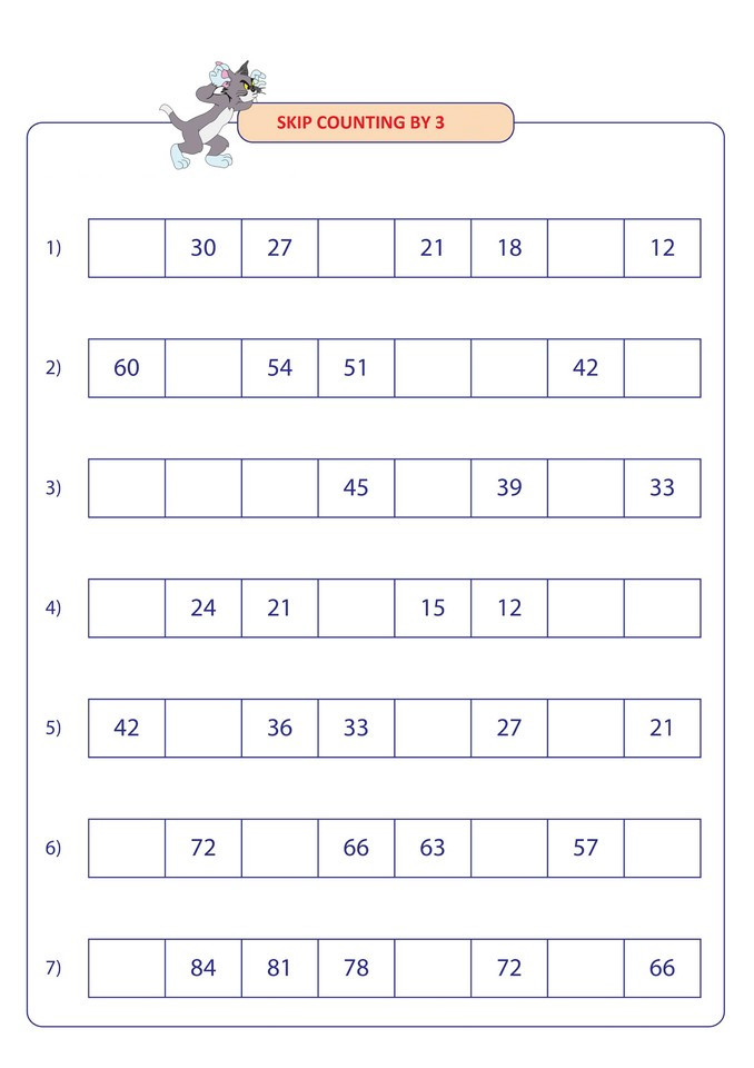 Skip Counting Worksheets 2nd Grade Skip Counting by 3 for 2nd Grade 1 Free Math Worksheets