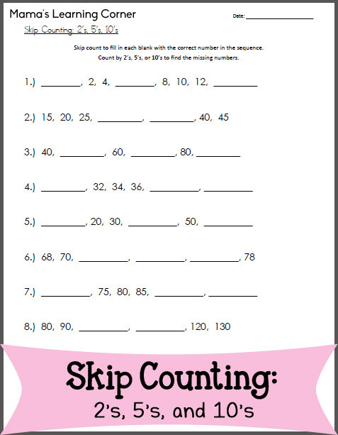 Skip Counting Worksheets 2nd Grade Skip Counting Worksheet 2s 5s 10s Mamas Learning Corner