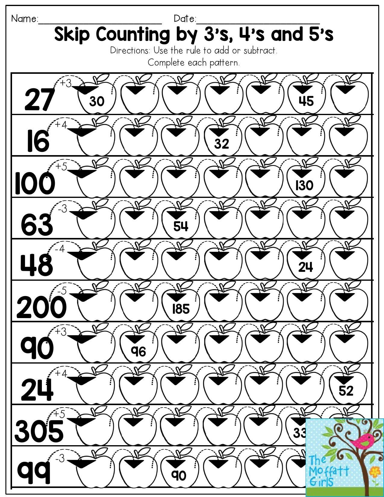 Skip Counting Worksheets 3rd Grade Back to School Packets