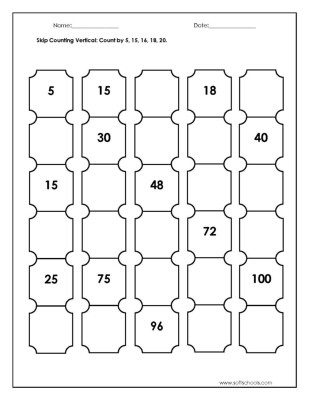Skip Counting Worksheets 3rd Grade Skip Counting Vertical Count by 5 15 16 18 20 Worksheet
