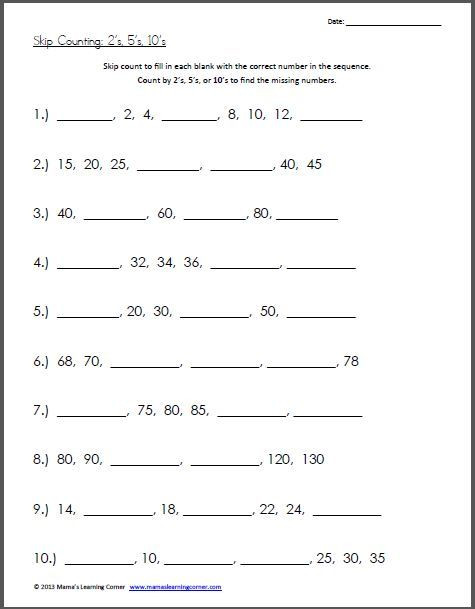 Skip Counting Worksheets 3rd Grade Skip Counting Worksheet 2s 5s 10s