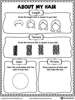 Social Skills Worksheets for Kindergarten About My Hair