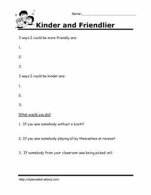 Social Skills Worksheets for Kindergarten Printable Worksheets for Kids to Help Build their social
