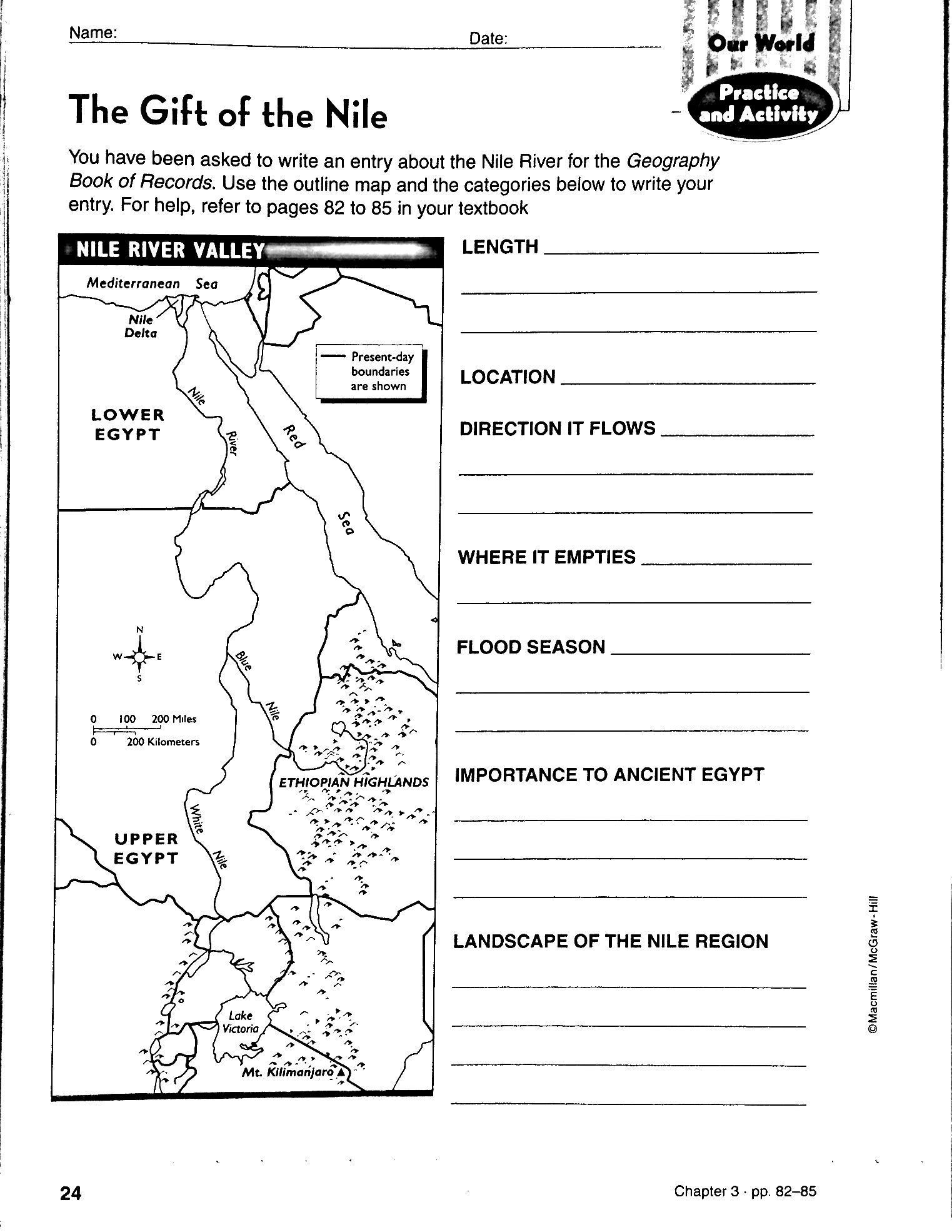 Social Studies Worksheets 6th Grade Chapter 3 Ancient Egypt