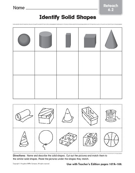 Sorting Shapes Worksheets First Grade Identify solid Shapes 4 Worksheet for 1st 2nd Grade