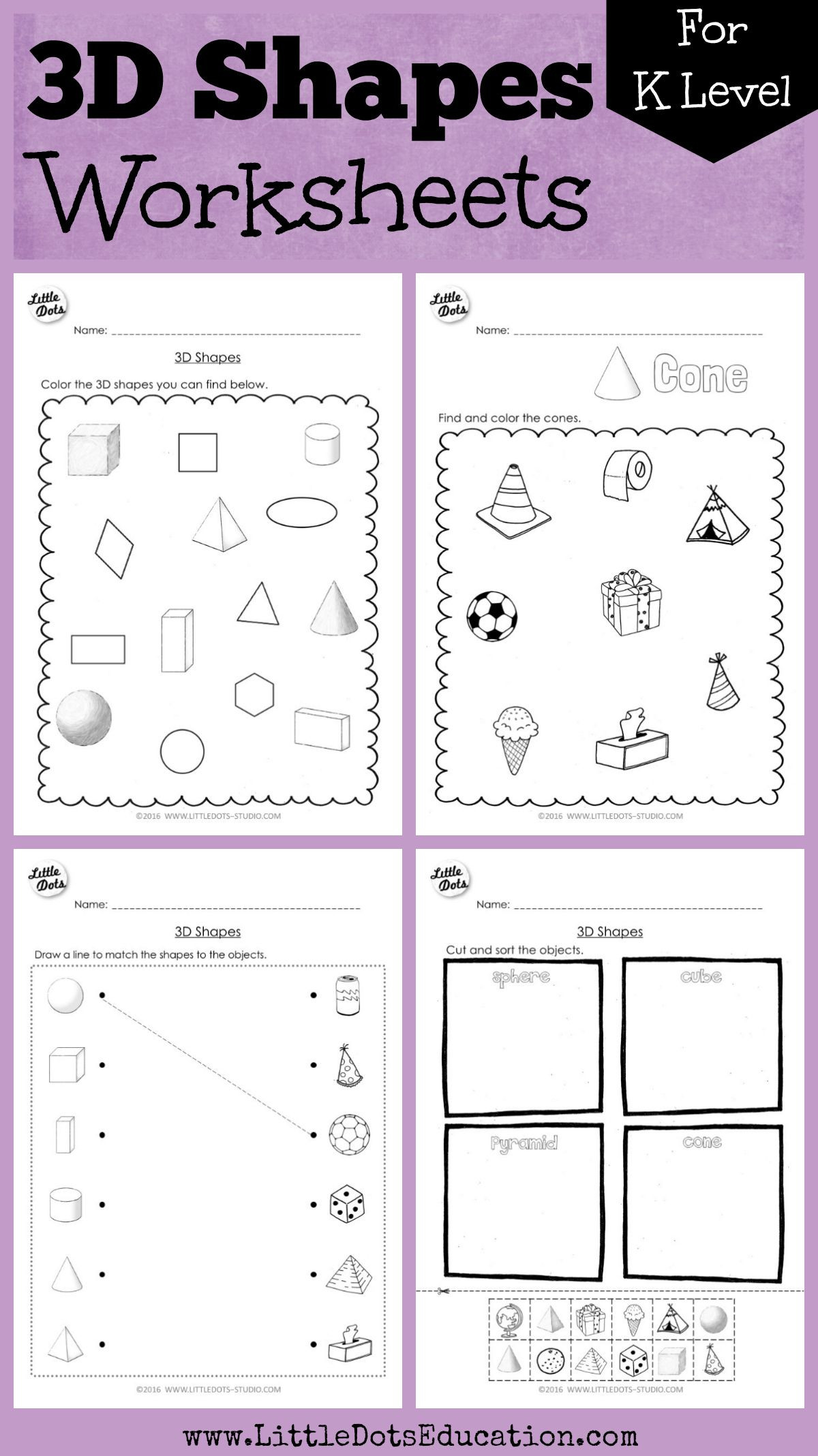 Sorting Shapes Worksheets First Grade Kindergarten Math 3d Shapes Worksheets and Activities