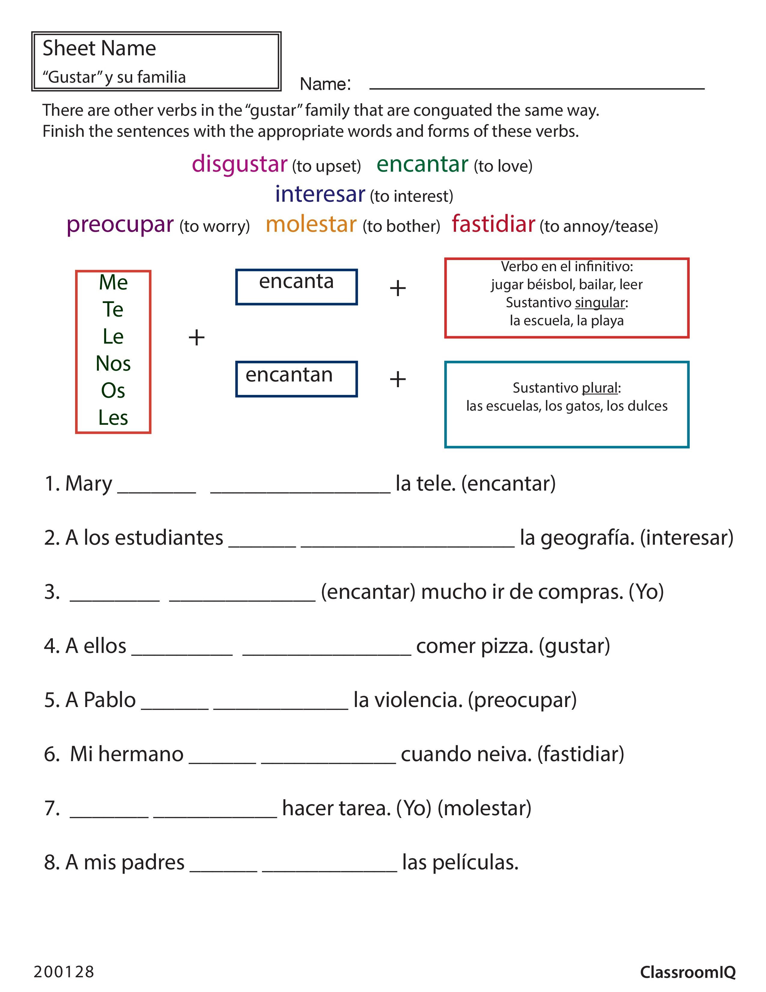 Spanish Reflexive Verbs Worksheet Printable Worksheet 415 Reflexive Verbs Answer Key