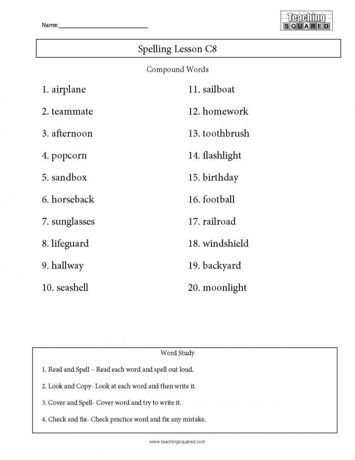Spelling Worksheets 3rd Grade 3rd Grade Spelling Test Pound Words Worksheets