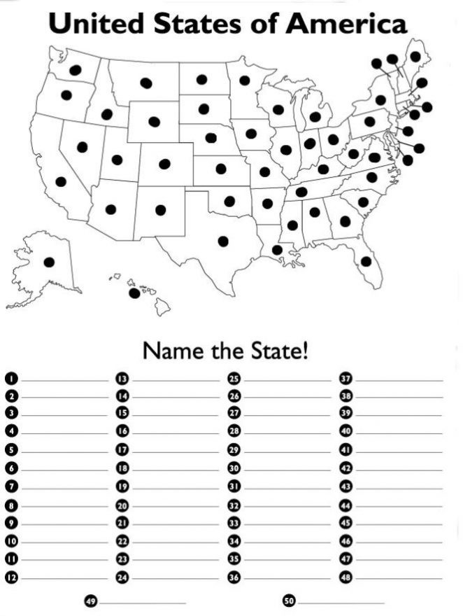 State Quiz Printable 50 Us States and Capitals Quiz Game Printable