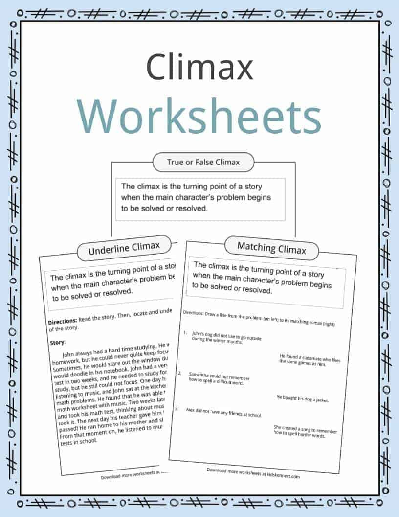 Story Elements Worksheet 5th Grade Climax Definition Worksheets &amp; Examples In Text for Kids