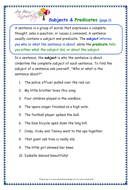 20 Subject Predicate Worksheet 2nd Grade Desalas Template