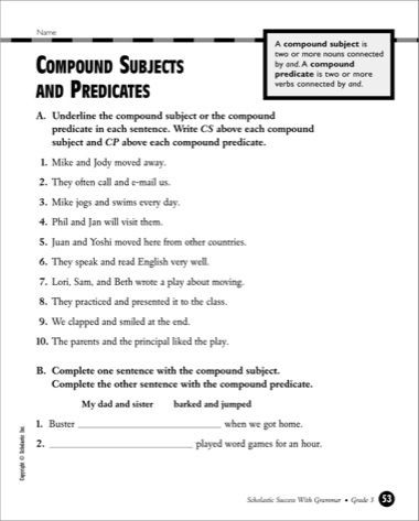 Subject Predicate Worksheet 2nd Grade Pound Subjects and Predicates Worksheets