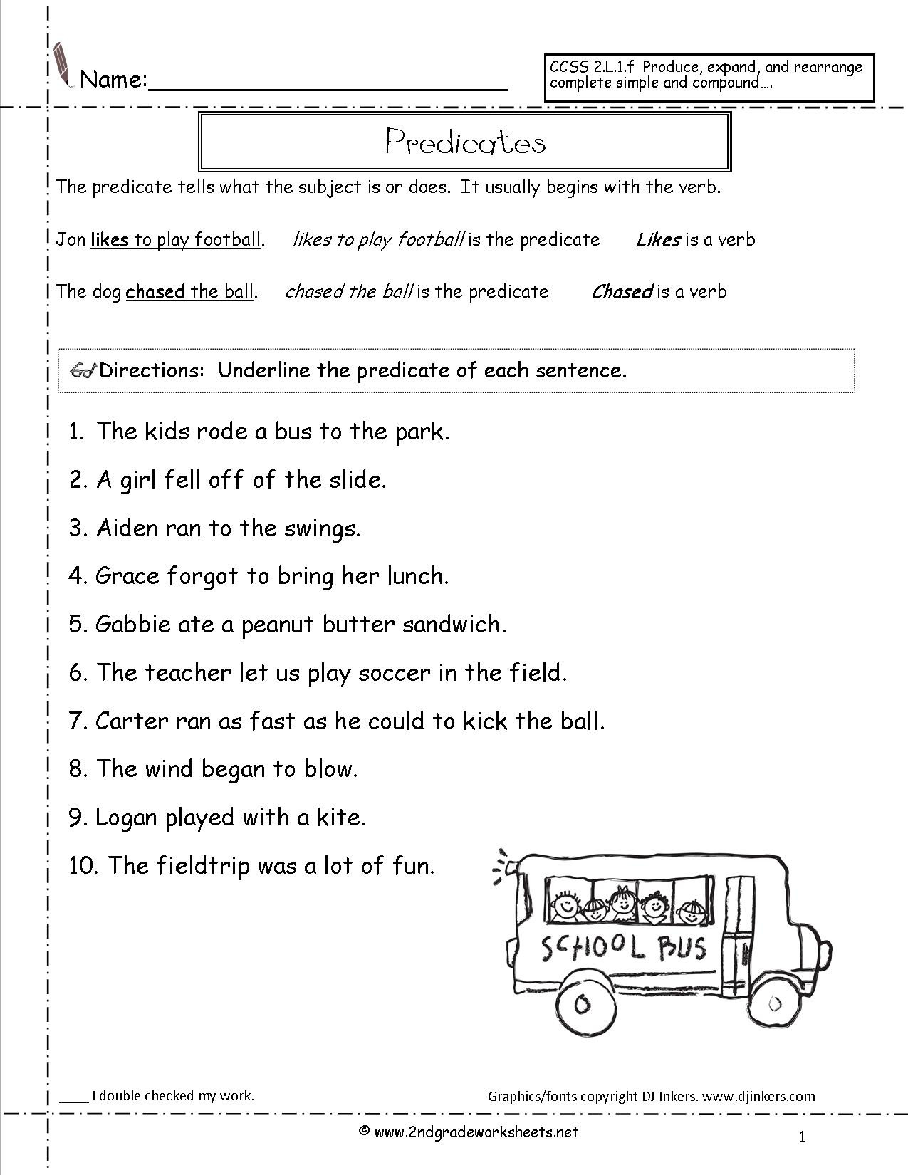 Subject Predicate Worksheet 2nd Grade Second Grade Sentences Worksheets Ccss 2 L 1 F Worksheets