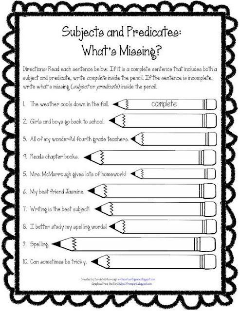 Subject Predicate Worksheet Pdf 5th Grade