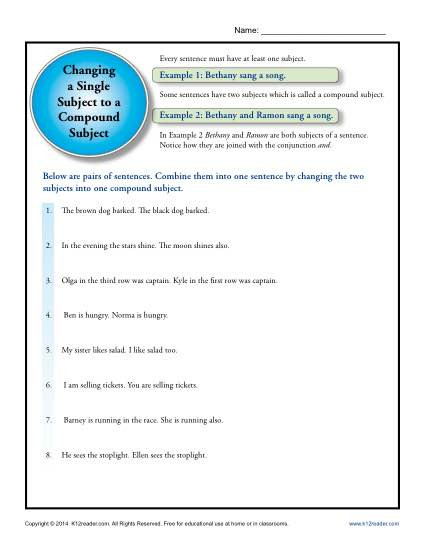 Subject Worksheets 3rd Grade Single Subject to A Pound Subject