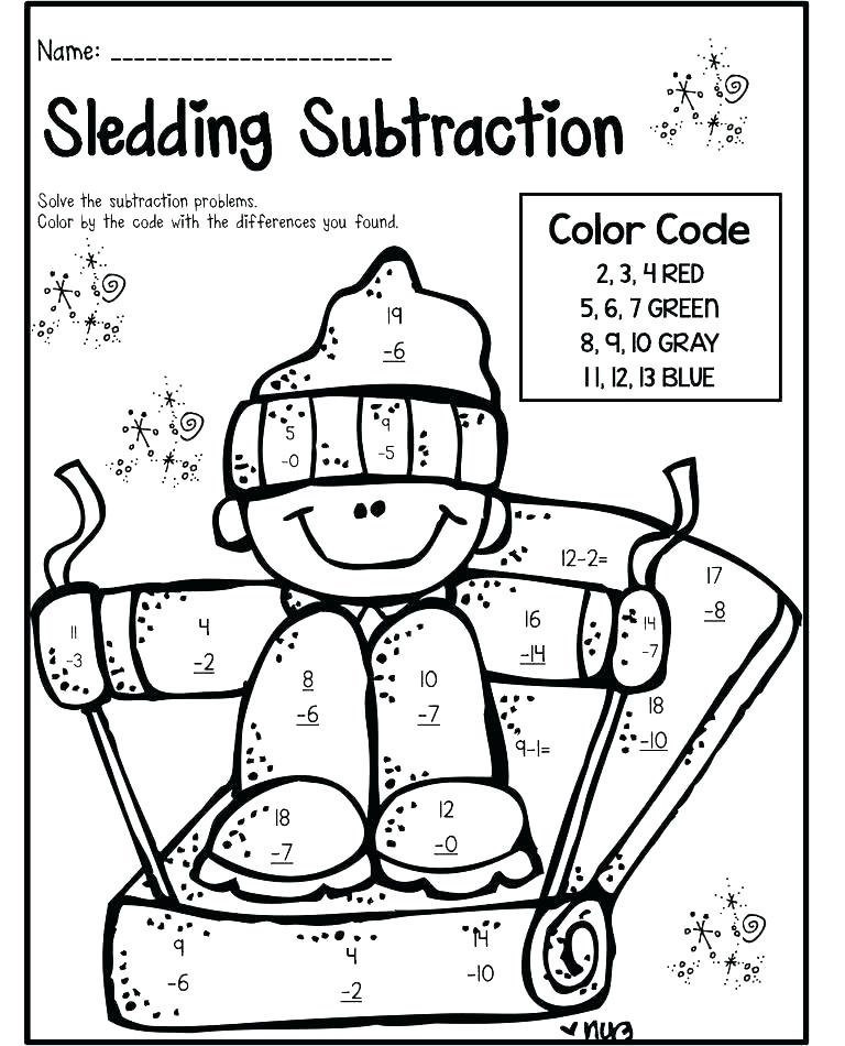 Subtraction Coloring Worksheets 2nd Grade Worksheetschool Worksheet Schol