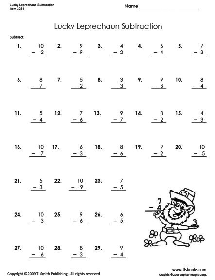Subtraction Worksheet 1st Grade Addition and Subtraction Worksheet for First Grade &amp; Adding