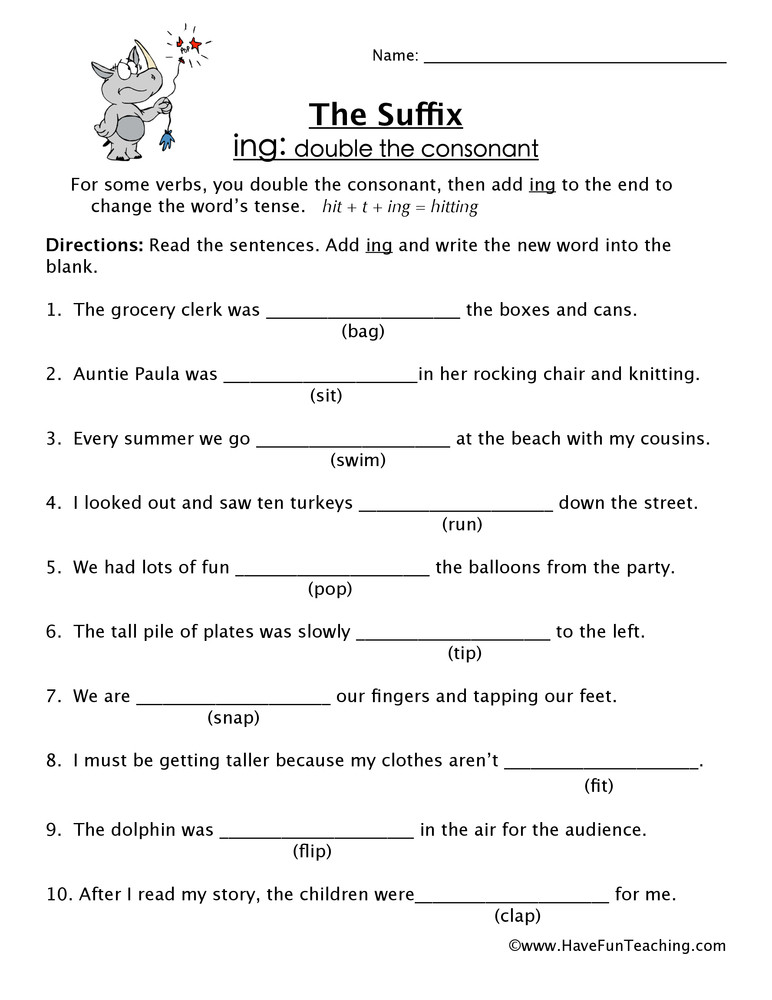 Suffixes Worksheets for 2nd Grade Adding Ing Suffix Worksheet