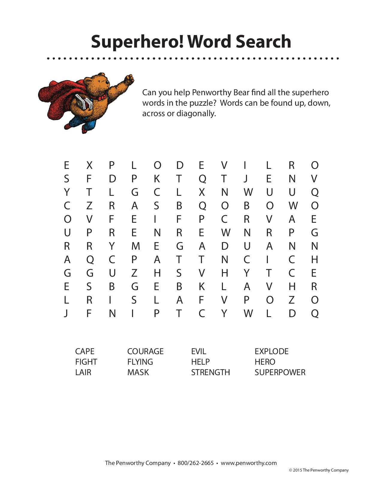 Superhero Word Search Printable 10 Superheroes Word Search Printables for All
