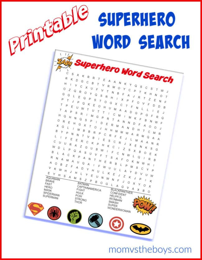 Superhero Word Search Printable Superhero Word Search Puzzle Mom Vs the Boys