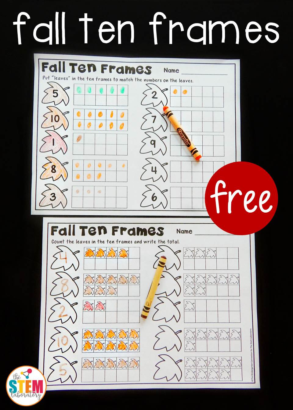 Ten Frame Worksheets for Kindergarten Fall Ten Frame Printables the Stem Laboratory