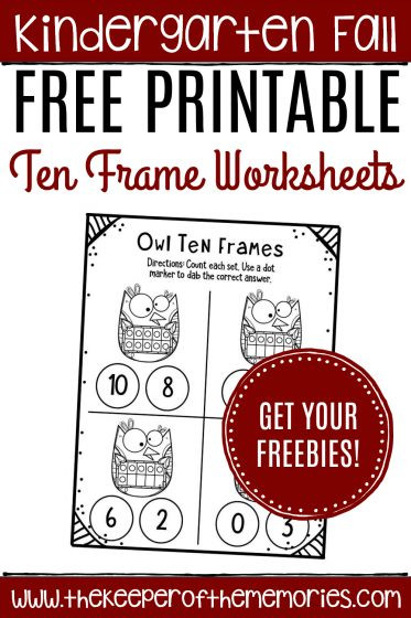 Ten Frame Worksheets for Kindergarten Free Printable Owl Ten Frame Worksheets