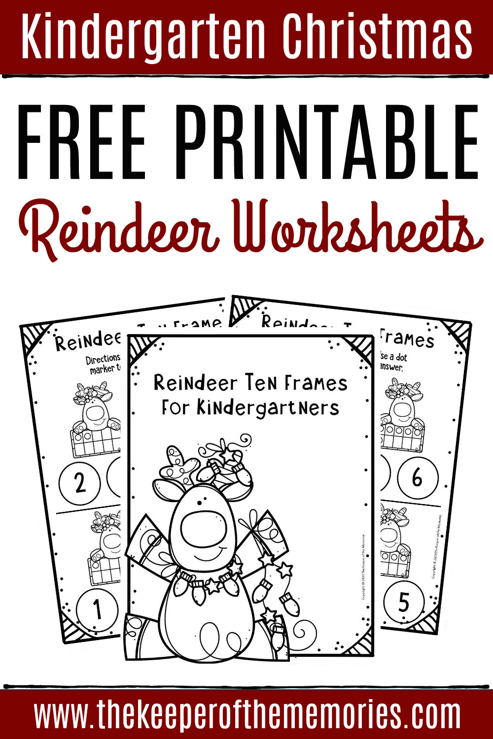 Ten Frame Worksheets for Kindergarten Free Printable Reindeer Ten Frame Kindergarten Worksheets
