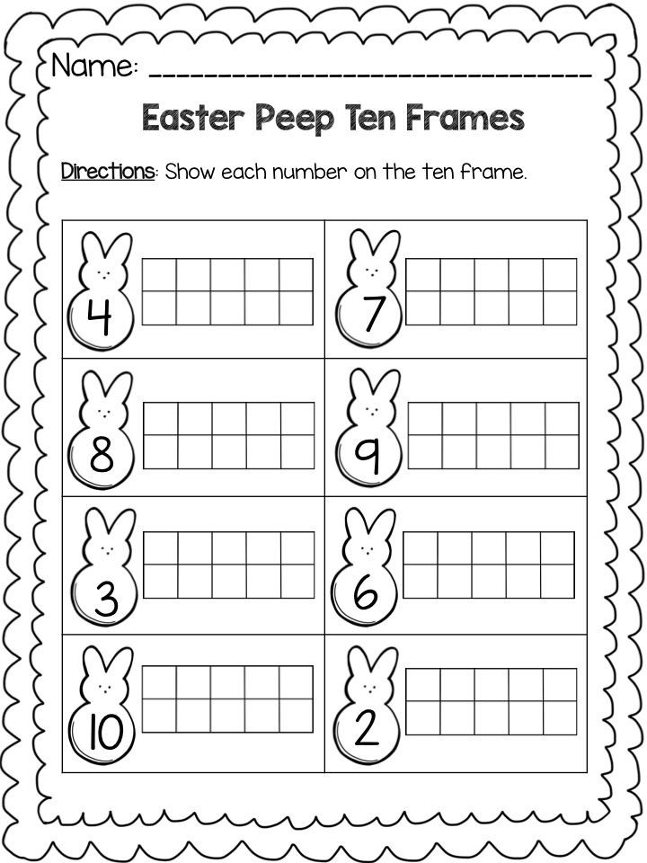 Ten Frame Worksheets Kindergarten Easter Peep Math Ten Frame Worksheets