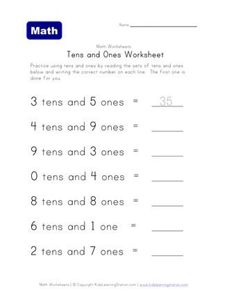 Tens and Ones Worksheets Kindergarten Counting Tens and Es