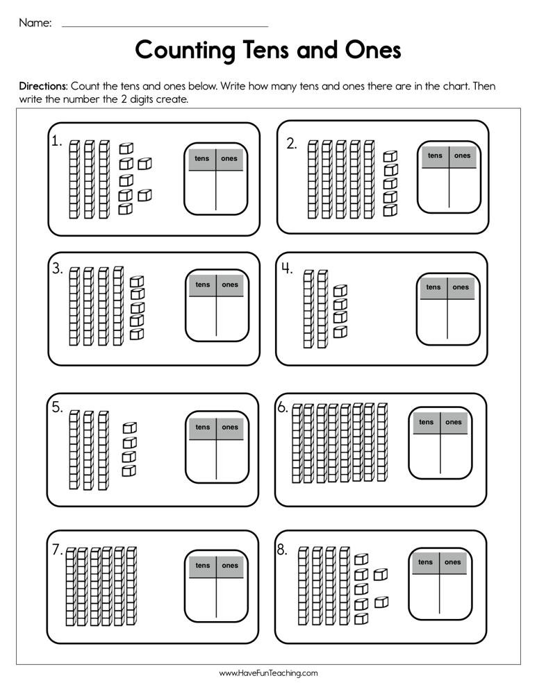 Tens and Ones Worksheets Kindergarten Counting Tens and Es Worksheet