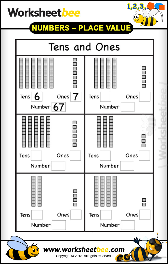 Tens and Ones Worksheets Kindergarten Good Printable Worksheet for Kids Regarding Tens and Es 1