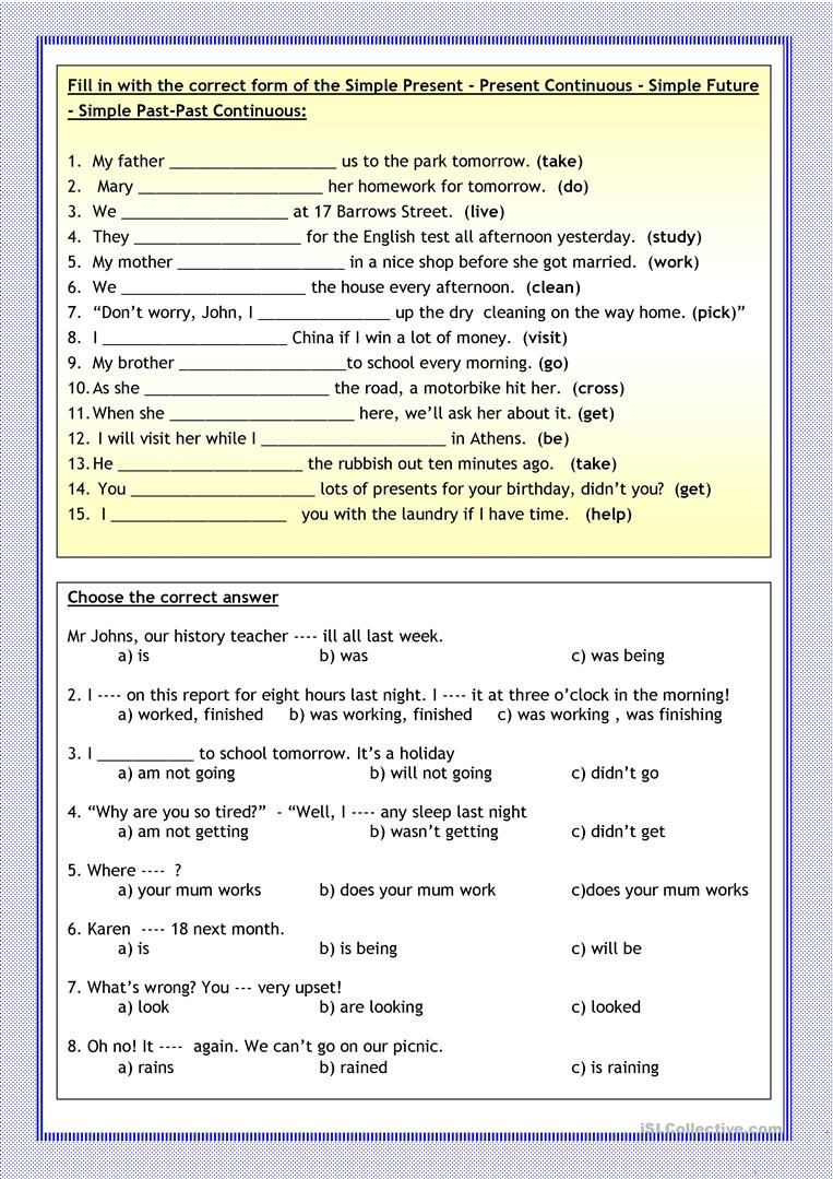 Tenses Worksheets for Grade 5 Mixed Tenses Revision