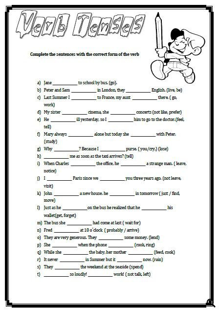 Tenses Worksheets for Grade 5 Mixed Tenses Worksheet