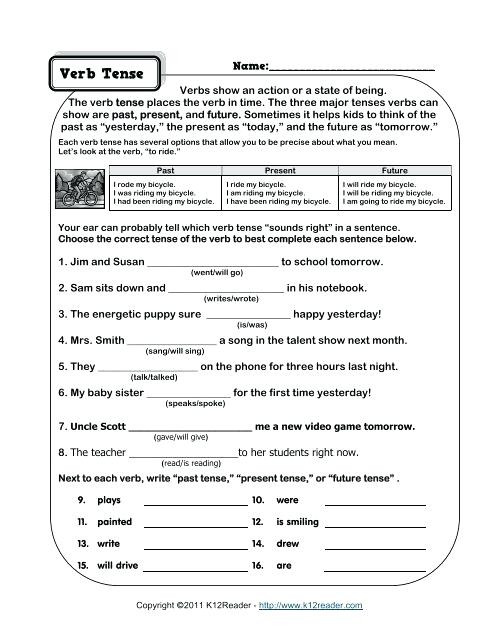 Tenses Worksheets for Grade 5 Present Tenses Worksheets – Dailycrazynews