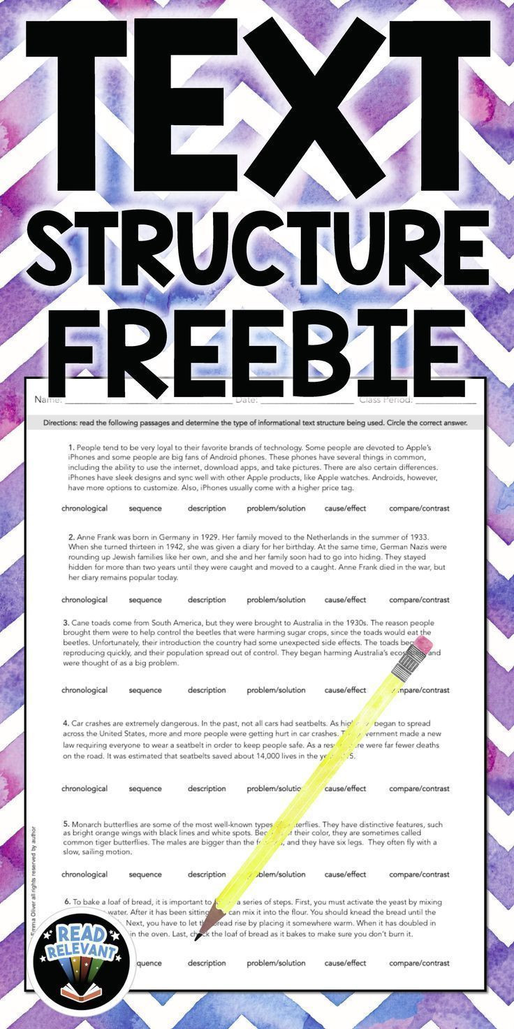 Text Structure 4th Grade Worksheets Text Structure Freebie E Page Worksheet