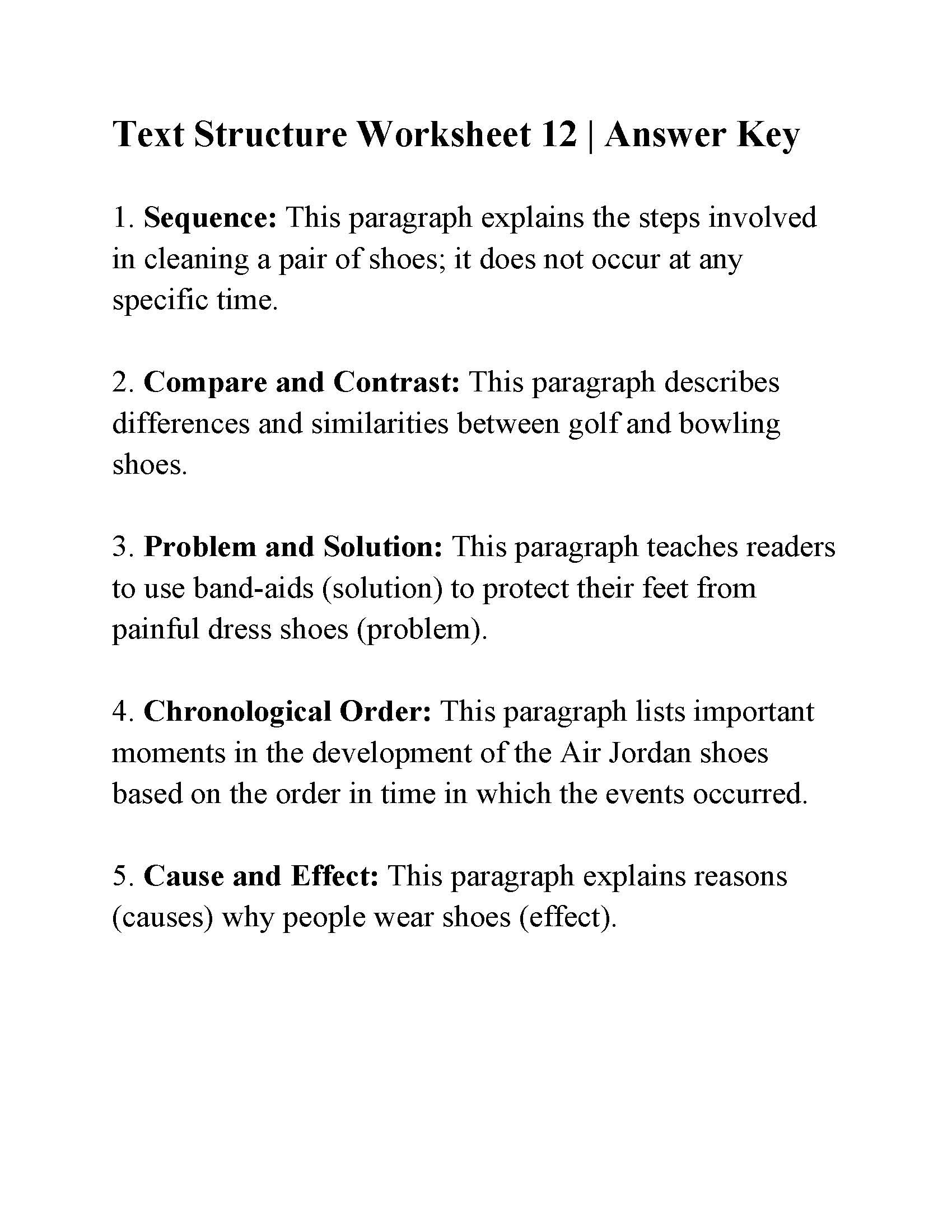 Text Structure 4th Grade Worksheets Text Structure Worksheet 12