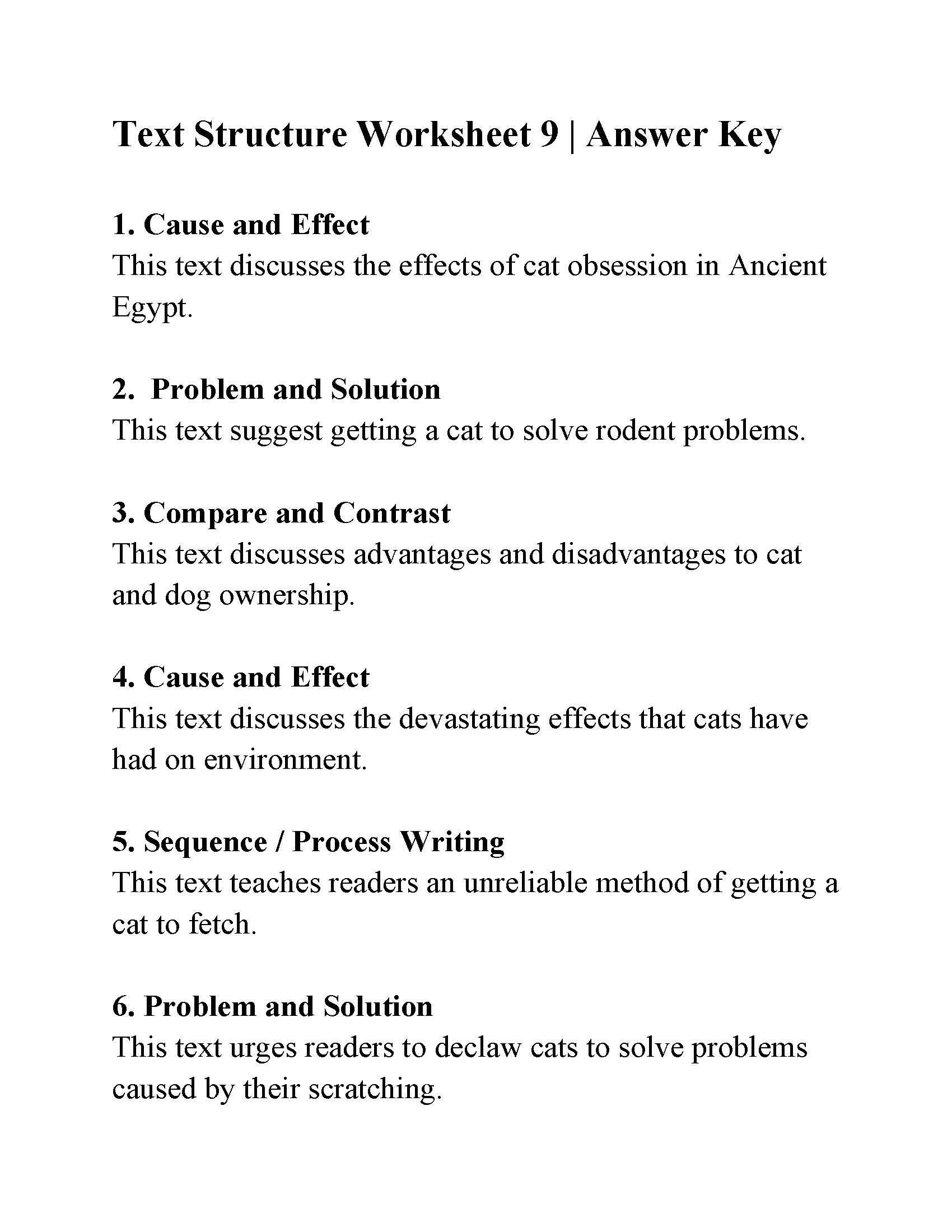 Text Structure 4th Grade Worksheets Text Structure Worksheet 9