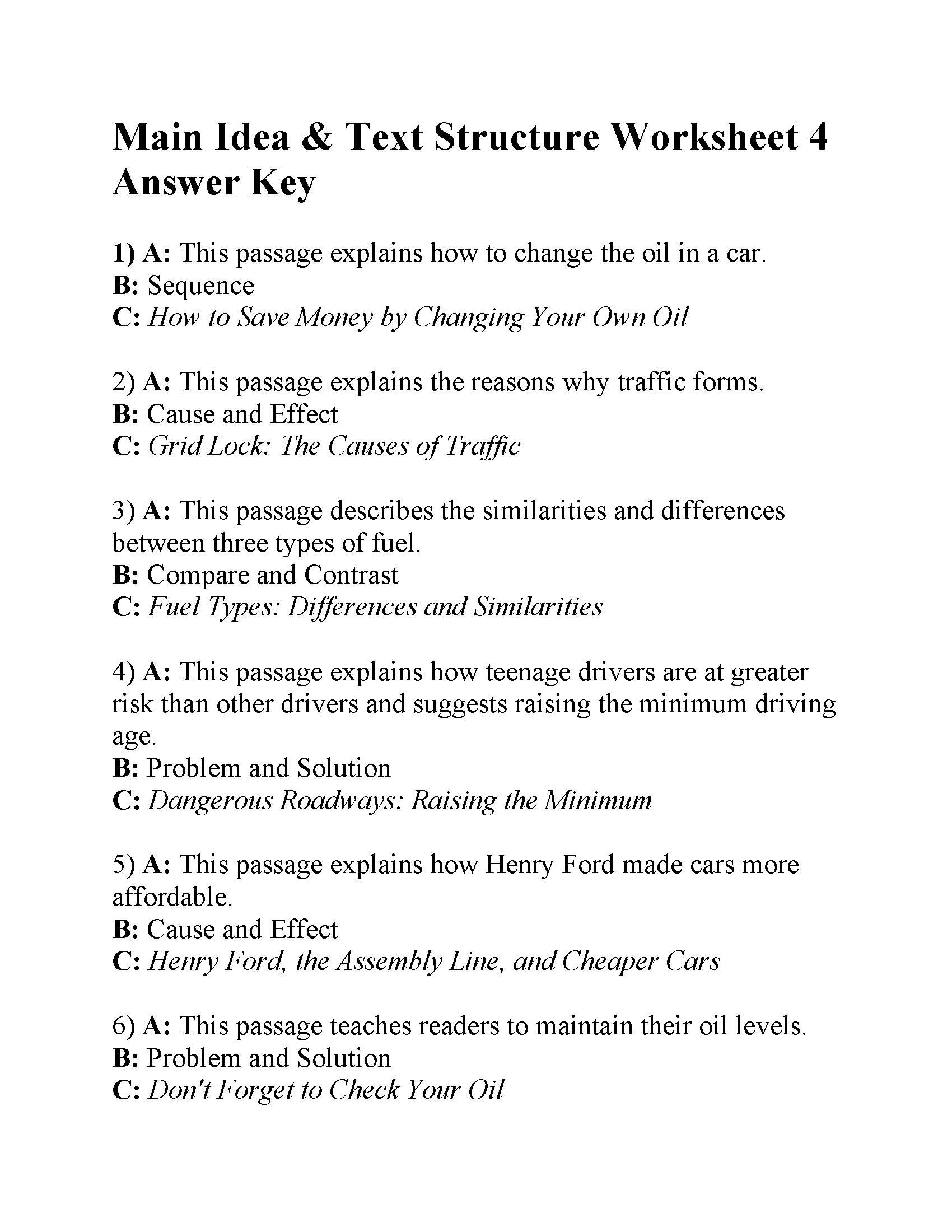 Text Structure Worksheets Grade 4 Main Idea and Text Structure Worksheet 4