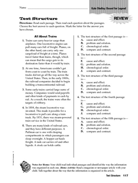 Text Structure Worksheets Grade 4 Text Structure Kate Shelley Bound for Legend Worksheet for