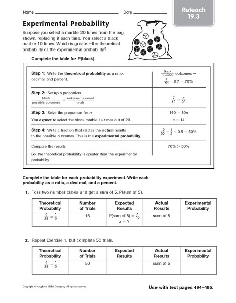Theoretical Probability Worksheets 7th Grade 7th Grade Math Probability Worksheets &amp; 7th Grade Math