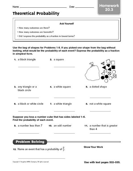 Theoretical Probability Worksheets 7th Grade Homework theoretical Probability Worksheet for 5th 6th