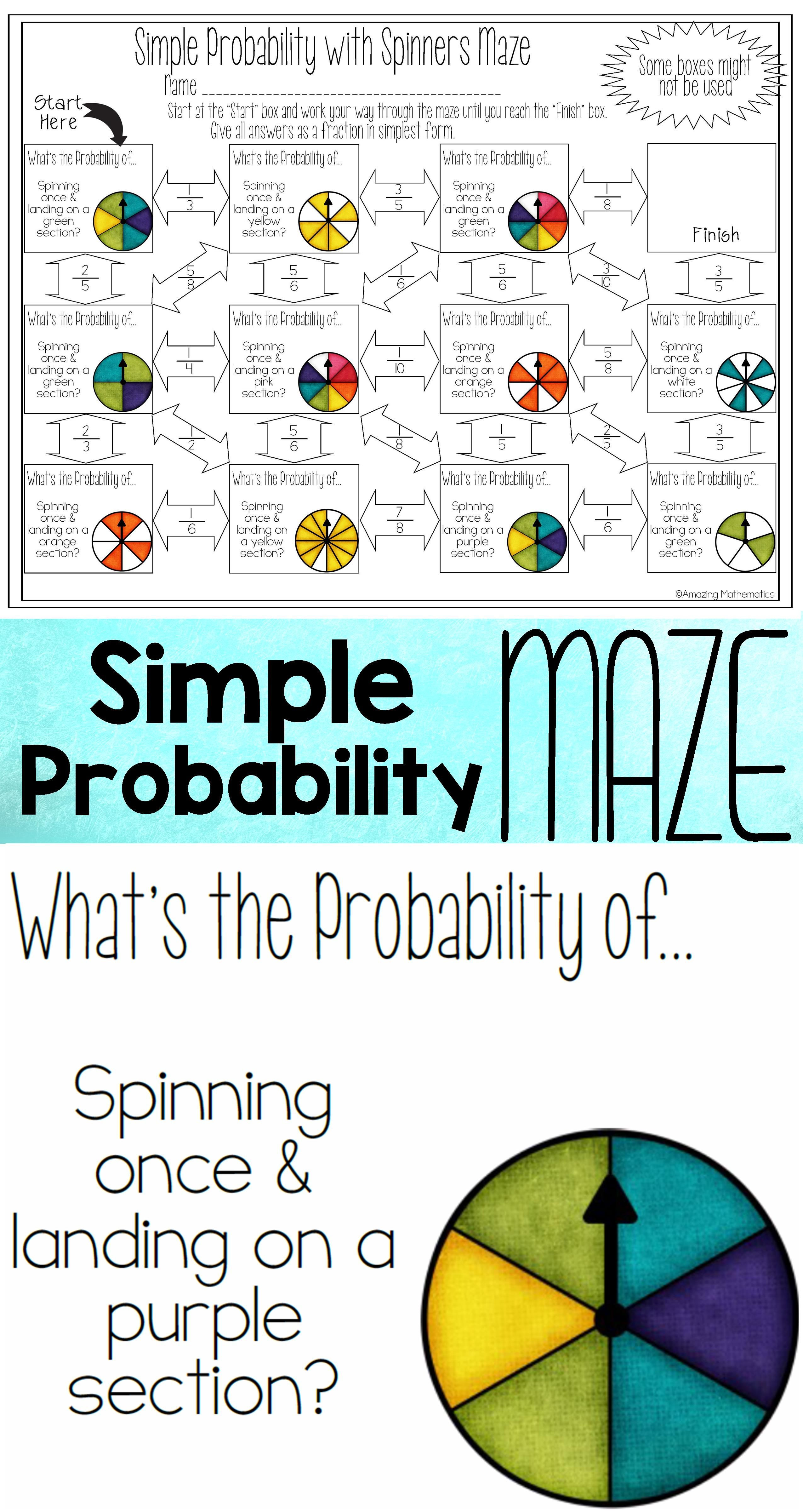 Theoretical Probability Worksheets 7th Grade theoretical Probability Of Simple events Maze with