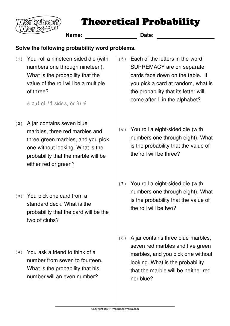 Theoretical Probability Worksheets 7th Grade Worksheet Experimental Probability Worksheets Worksheet