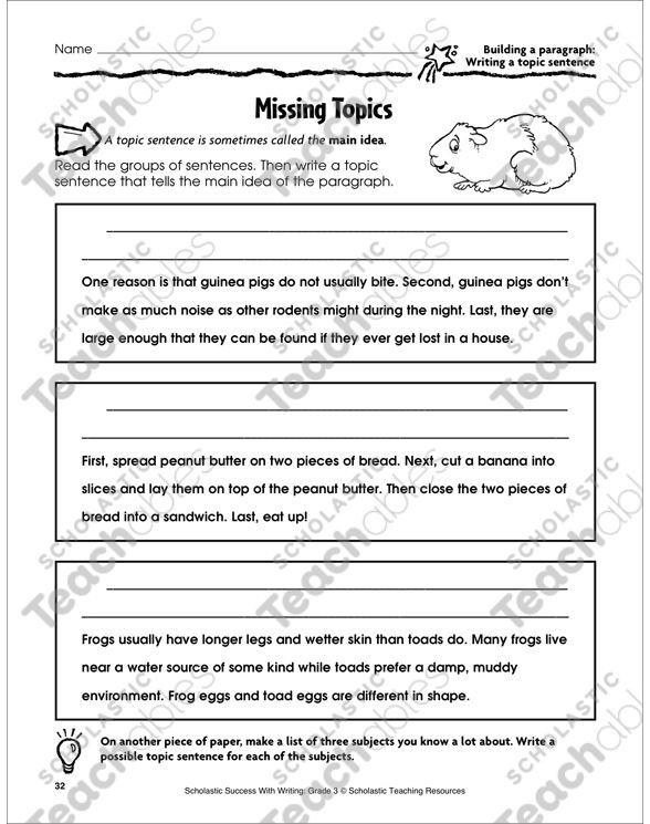 Topic Sentence Worksheet 2nd Grade See Inside Image