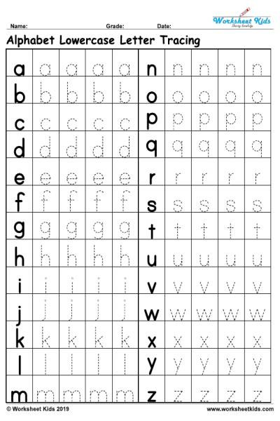 Tracing Lowercase Letters Printable Worksheets Lowercase Alphabet Tracing Worksheets Free Printable Pdf